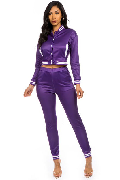 Bomber Jacket & Pant Set - Purple