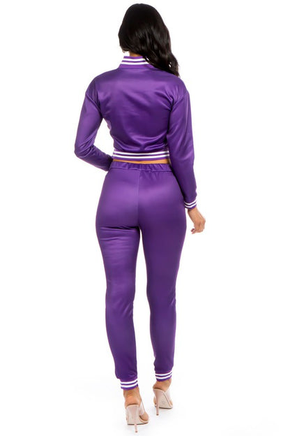 Bomber Jacket & Pant Set - Purple