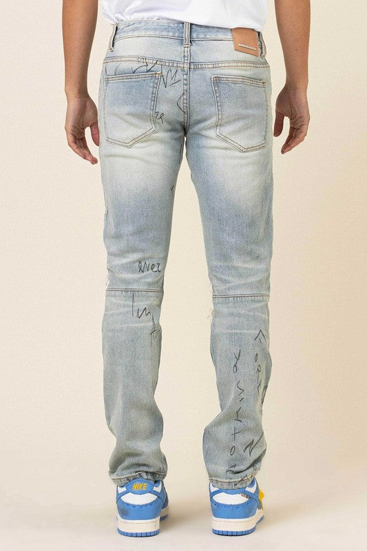 Men's All Over Doodling Slim Fit Jeans First Row