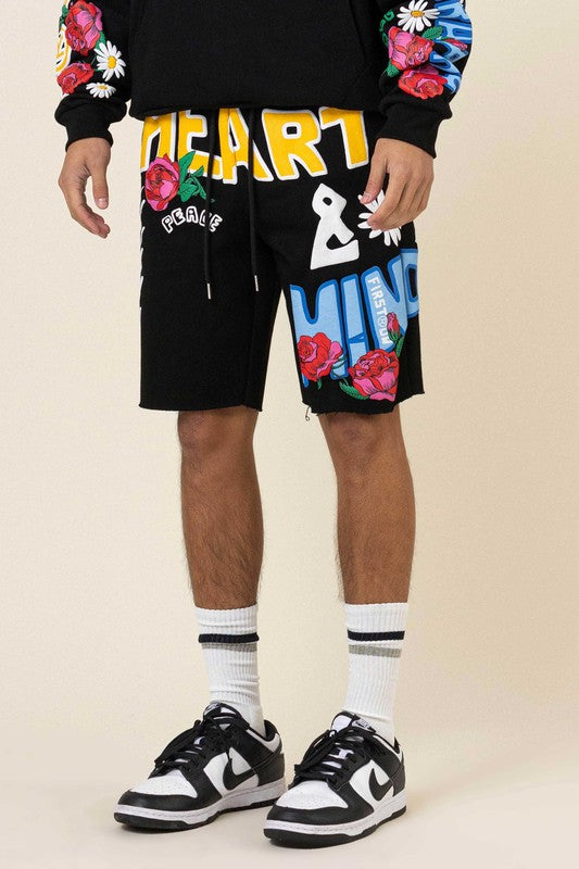 Men's Flower Puff Print Short First Row