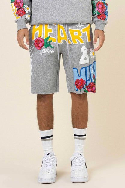 Men's Flower Puff Print Short