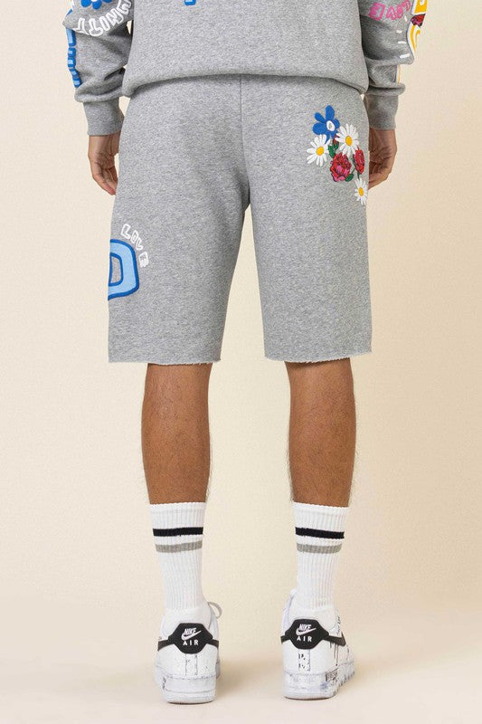 Men's Flower Puff Print Short