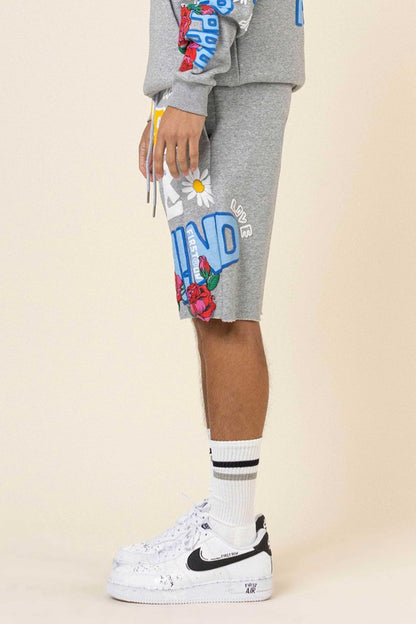 Men's Flower Puff Print Short