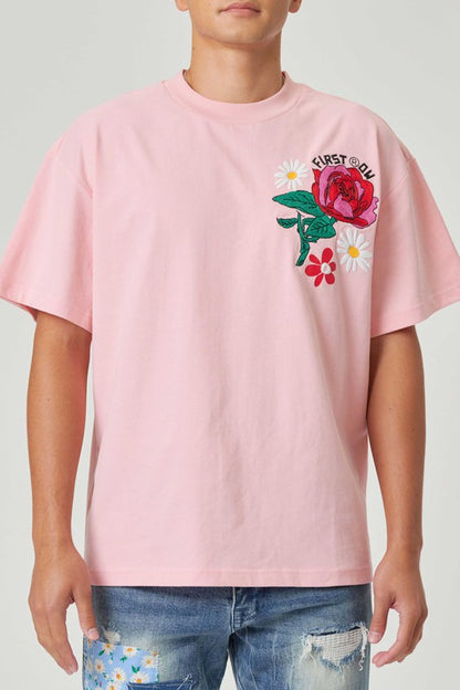 Men's Flower Embroidered Puff Tee