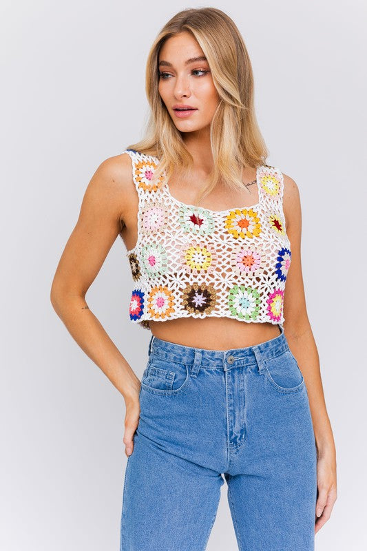 Sleeveless Multi Crochet Top LE LIS