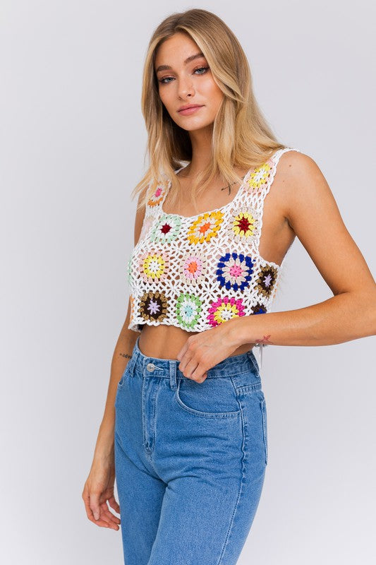 Sleeveless Multi Crochet Top LE LIS