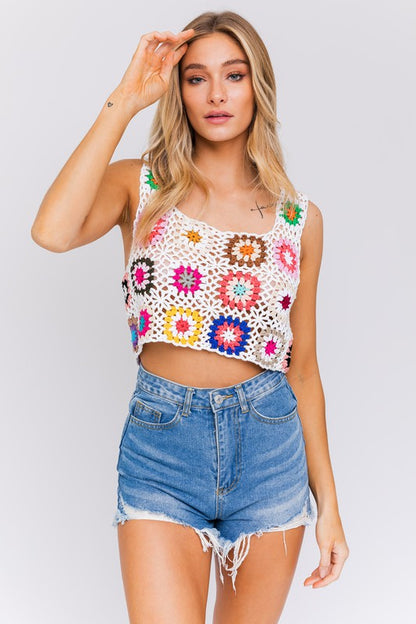 Sleeveless Multi Crochet Top LE LIS