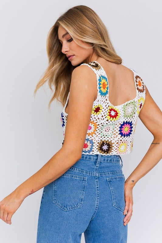 Sleeveless Multi Crochet Top LE LIS