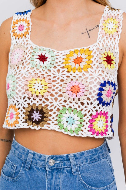 Sleeveless Multi Crochet Top LE LIS