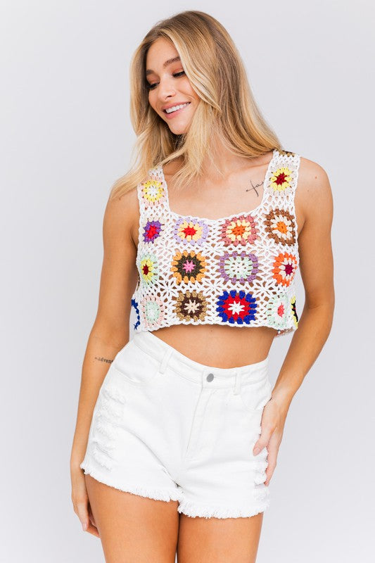 Sleeveless Multi Crochet Top LE LIS