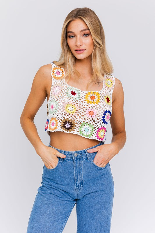 Sleeveless Multi Crochet Top LE LIS