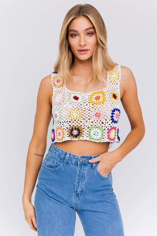 Sleeveless Multi Crochet Top LE LIS