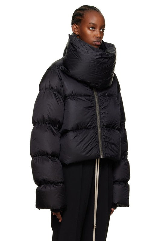 Neckerchief Zip-Up Puffer Jacket