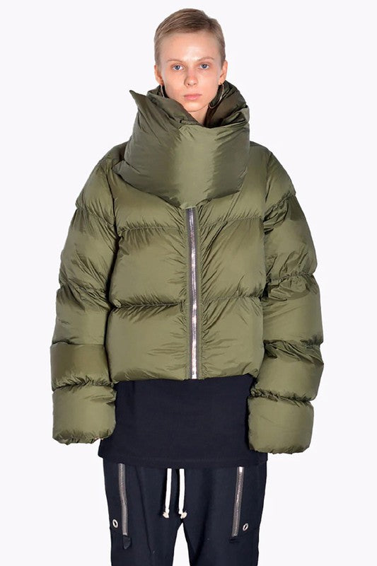 Neckerchief Zip-Up Puffer Jacket