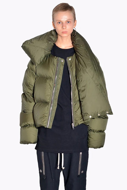 Neckerchief Zip-Up Puffer Jacket