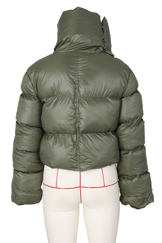 Neckerchief Zip-Up Puffer Jacket