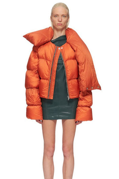 Neckerchief Zip-Up Puffer Jacket