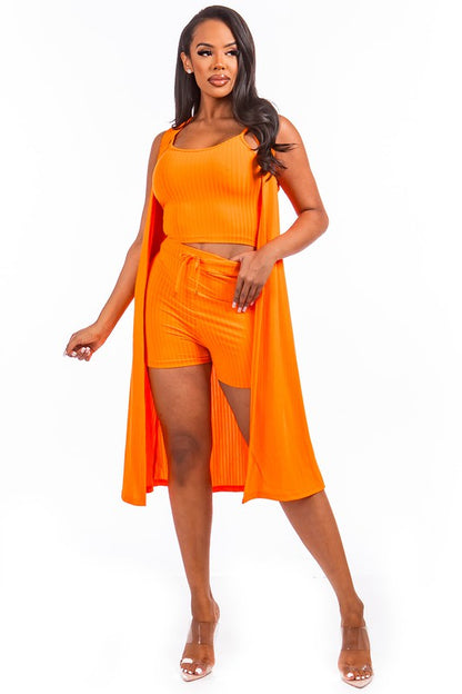 3-Piece Short Set-Orange