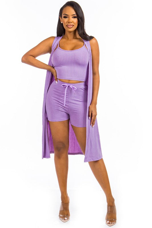 3-Piece Lavender Short Set