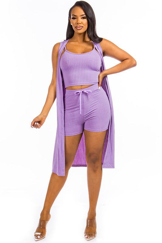 3-Piece Lavender Short Set