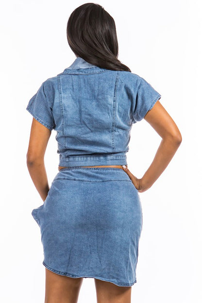 Denim Top & Skirt Set