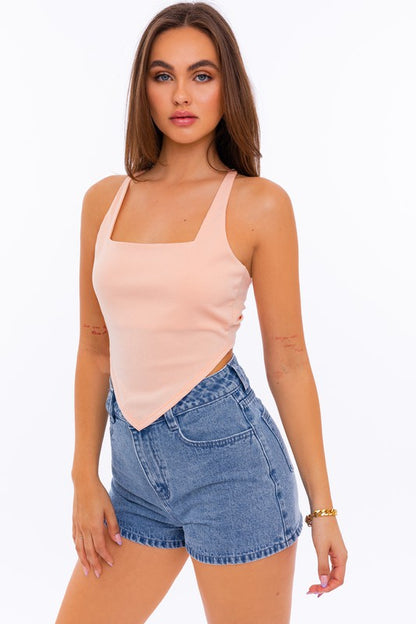 Criss Cross Open Back Handkerchief Top LE LIS