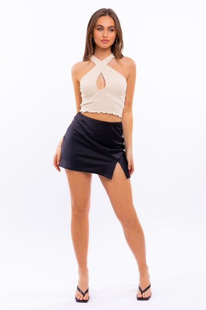 Criss Cross Halter Crop Top LE LIS