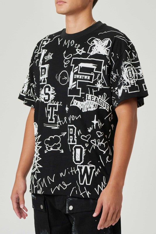 Men's All-over Hand Doodling Puff Print Tee First Row