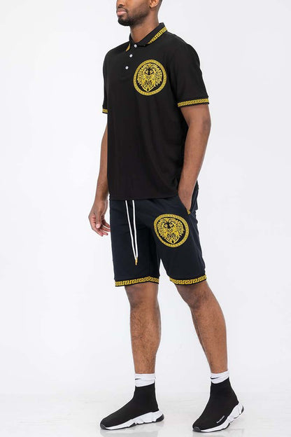 Men's Lion Head Polo Shirt and Short Set WEIV