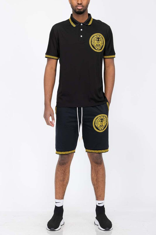 Men's Lion Head Polo Shirt and Short Set WEIV