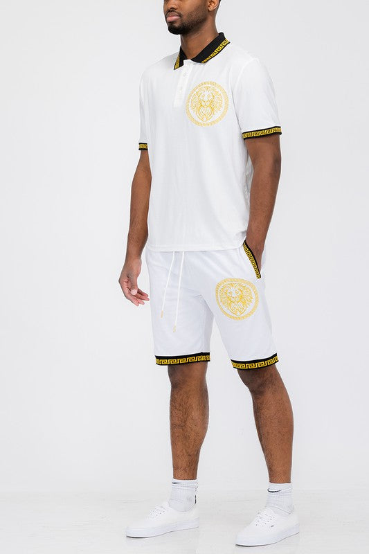 Men's Lion Head Polo Shirt and Short Set WEIV