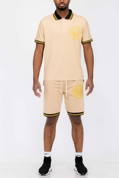 Men's Lion Head Polo Shirt and Short Set WEIV