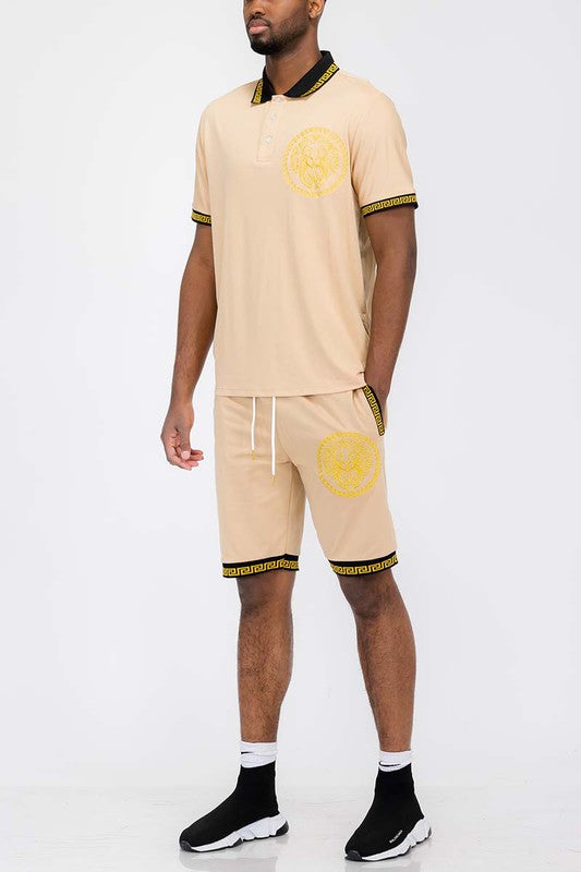 Men's Lion Head Polo Shirt and Short Set WEIV