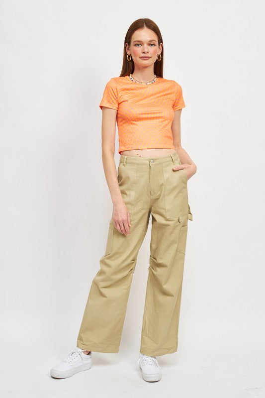 HIGH RISE FIT CARGO PANTS