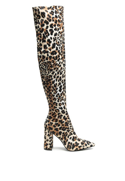 London Rag Knee High Print Block Heeled Boot