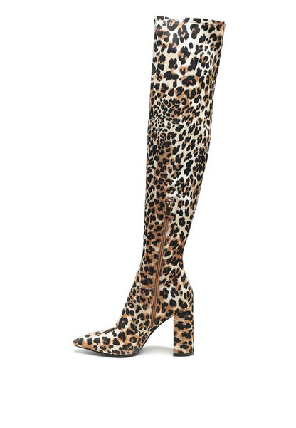 London Rag Knee High Print Block Heeled Boot