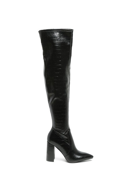 London Rag Knee High Print Block Heeled Boot