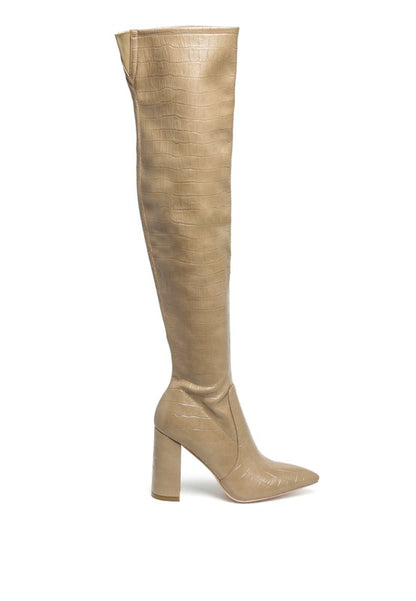 London Rag Knee High Print Block Heeled Boot