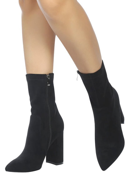 LONDON RAG ZAHARA POINTED BLOCK HEELED BOOT