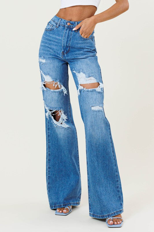 High Waisted Wide Leg Jeans Vibrant M.i.U