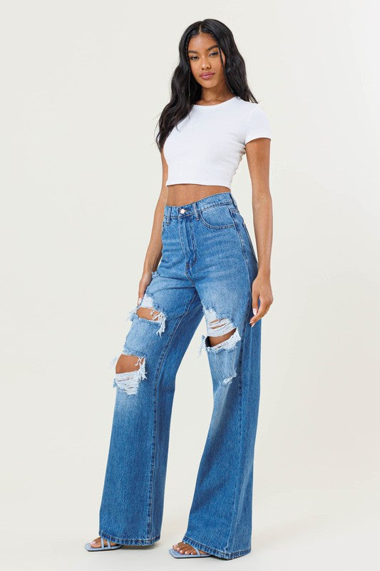 High Waisted Wide Leg Jeans Vibrant M.i.U