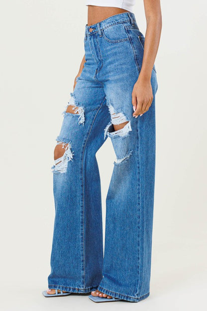 High Waisted Wide Leg Jeans Vibrant M.i.U