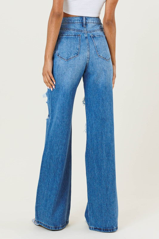 High Waisted Wide Leg Jeans Vibrant M.i.U