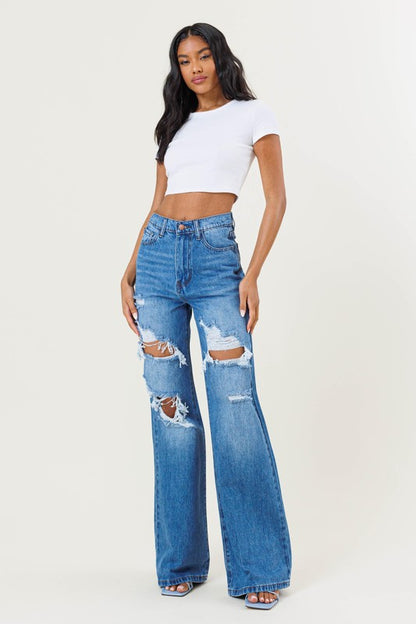 High Waisted Wide Leg Jeans Vibrant M.i.U