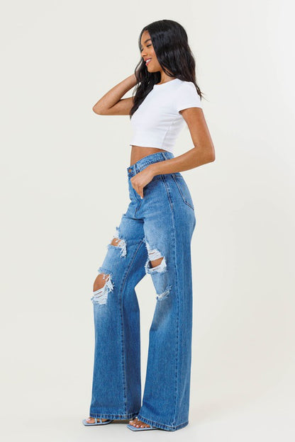 High Waisted Wide Leg Jeans Vibrant M.i.U