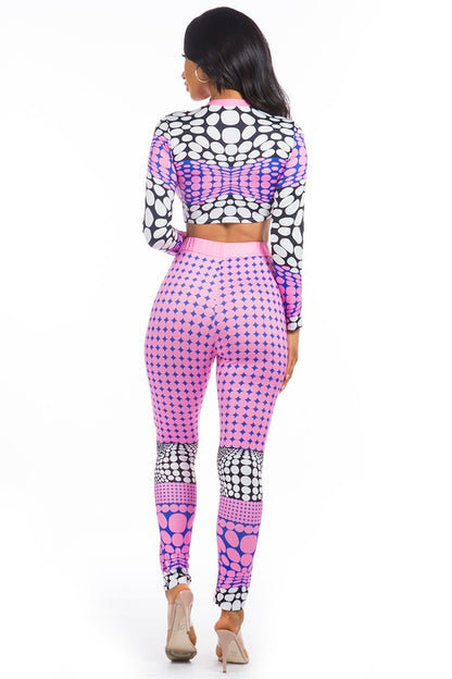 Body Print Crop Top & Pant Set