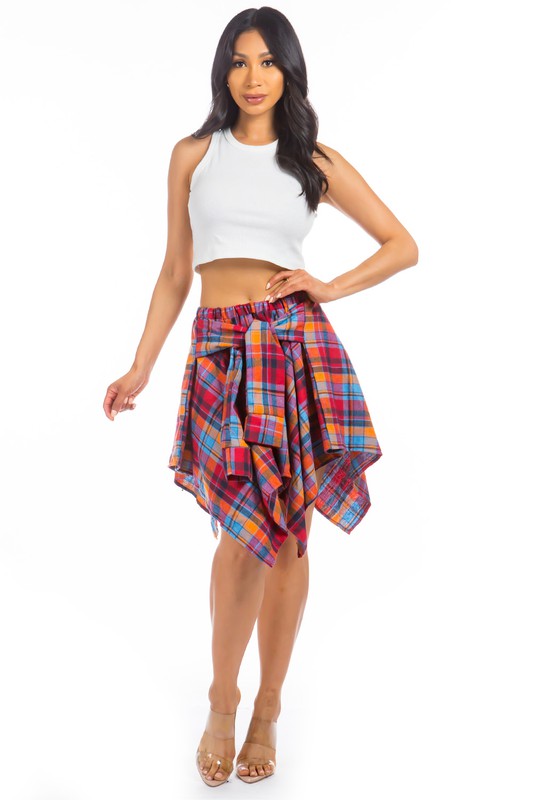 Plaid Shirt Wrap Skirt