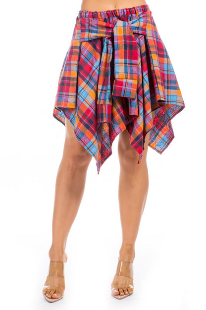 Plaid Shirt Wrap Skirt