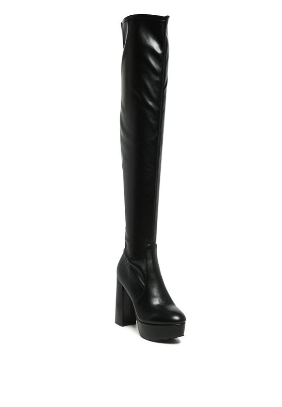 BUBBLE HIGH BLOCK HEELED OVER THE KNEE BOOTS