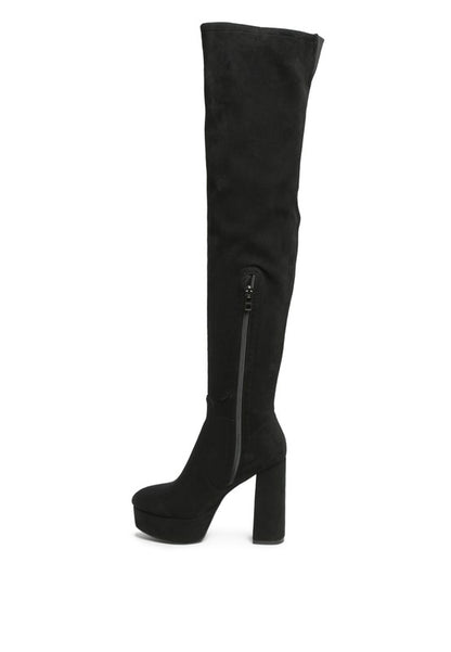 BUBBLE HIGH BLOCK HEELED OVER THE KNEE BOOTS